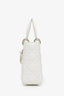 Christian Dior 2021 White Cannage Lambskin Small Lady Dior with Strap