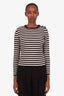 Max Mara Blue/White Striped Virgin Wool Cashmere Crewneck Sweater Size M