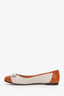 Salvatore Ferragamo Brown Leather and Canvas Bow Ballet Flats Size 10