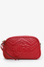 Gucci Red Leather GG Marmont Small Camera Bag