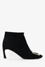 Roger Vivier Black Sueded Leather Buckle Embellished Ankle Boots Size 36.5