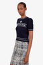 Christian Dior Blue Wool Cashmere Logo Sweater Size 34