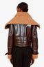 Camela Coelho Brown Faux Shearling and Leather Cropped 'Elba' Jacket Size XXS