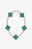 Van Cleef & Arpels 2022 18K Yellow Gold Malachite 5 Motifs Vintage Alhambra Bracelet