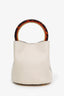 Marni Cream Leather Pannier Bucket Bag with Pouch