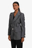 Prada 2019 Grey Mohair Wool Single Breasted Belted Blazer Size 38