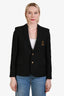 Saint Laurent Black Wool Anchor Embroidered Blazer Size 38