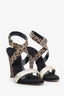 Giambattista Valli 2013 Spring Printed Open Toe Buckle Heels Size 37.5