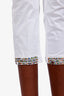 Love Moschino White Cotton Beaded Hem Capri Pants Size 27