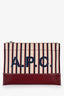 A.P.C Red/Cream Canvas Leather Logo Pouch