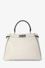 Fendi White/Grey Leather Medium Peekaboo Top Handle with Strap