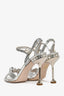 Miu Miu Silver Leather Crystal Pearl Glitter Heels Size 38