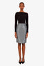 DSquared2 Silver/Black Midi Pencil Skirt Estimated Size 38