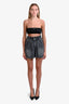 Isabel Marant Etoile Grey Denim Titea Ruched High Waisted Shorts Size 38