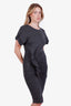 Isabel Marant Etoile Grey Knit Ruffle Detail Short Sleeve Midi Dress Size 34