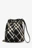 Burberry Black/White Canvas and Leather Mini Check Bucket Bag