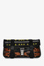 Proenza Schouler Black/Orange Leather Woven Fabric Clutch