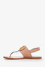 Valentino Beige Leather Vlogo Slingback Flat Sandals Size 36.5