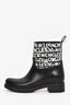 Moncler Black Rubber Graphic Print 'Ginette' Boot Size 38