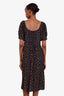 Ba&sh Black/Brown Puffy Sleeve Midi Dress Size L