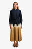 Weekend Max Mara Blue/Yellow Denim Tie-Dye Button-Up Belted Long Sleeve Midi Dress Size 8