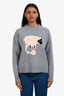 Markus Lupfer Grey Merino Wool Graphic Print Sheep Sweater Size XS