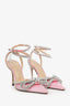Mach & Mach Pink Satin Crystal Pointed Heels Size 39.5