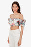 Zimmermann White Floral Print Linen Crop Top Size 3