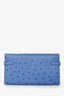 Hermès 2018 Blue Ostrich Leather Kelly Long Wallet