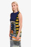 Dries Van Noten Blue/Multicolour Sleeveless Midi Dress Size 38