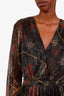 Ba&sh Black Metallic Floral Pattern V-Neck Hendrix Maxi Dress Size 2 US 8