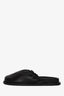 St. Agni Black Leather Ruched Flat Mules Size 37