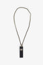 Pre-loved Chanel™ 2021 Black Caviar Quilted CC Lipstick Case with Gold Chain