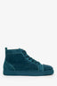 Christian Louboutin Teal Suede Lou Spikes High Top Sneakers Size 45 Mens
