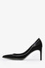 Rene Caovilla Black Satin Crystal Lined Pointed Heels Size 38
