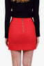 Balmain Red Wool Cotton Blend Tweed Mini Skirt Size 36