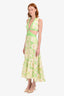 Sandro White/Green Pattern Cut Out Maxi Dress Est Size S