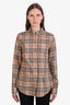 Burberry Beige Classic Check Long Sleeve Button Down Shirt Size XS