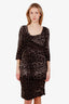 Dolce & Gabbana Grey Animal Printed Ruched Midi Dress Size 46