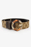 Gucci Brown Canvas Leather Bamboo GG Belt Size 75