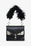 Fendi Black Leather Monster Kan I Shoulder Bag with Fur Handle
