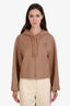 Miu Miu Camel Wool Cashmere Zip Logo Embroidered Hoodie Size 38