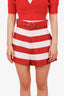 Zimmermann Red/Pink Striped Belted Shorts Size 1