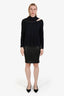 Helmut Lang Black Leather Pencil Midi Skirt Size 00
