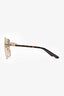 Dolce & Gabbana Gold Square Frame DG Sunglasses with Tortoise Sides