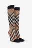 Burberry Beige Check Knitted Sock Boots Size 38
