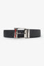 Salvatore Ferragamo Black/Grey Leather Logo Belt Size 46 Mens