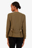 Pre-loved Chanel™ 1996 Olive Green Wool CC Button Double Breasted Jacket Estimated Size S