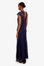 Alex Perry Navy Sleeveless Lace High Neck Gown Size 12