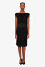 Pre-loved Chanel™ Black Silk Blend Knit Shoulder Button Detail Sleeveless Dress Size 42